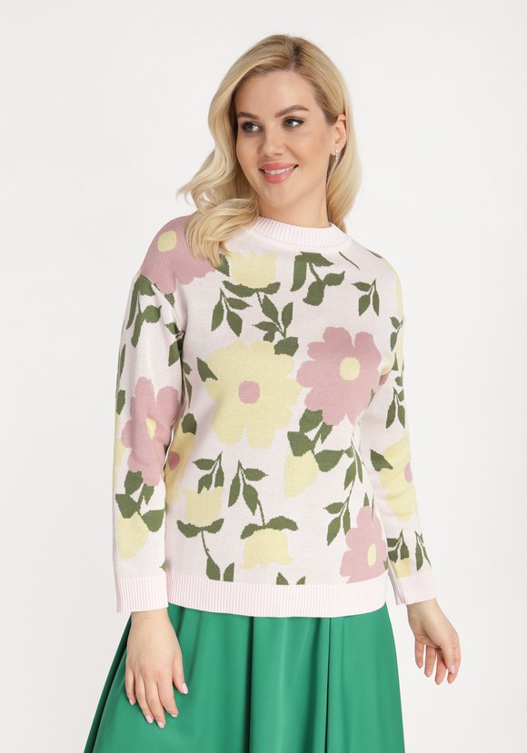 Джемпер прямой с крупным цветочным рисунком шир.  580, рис. 2