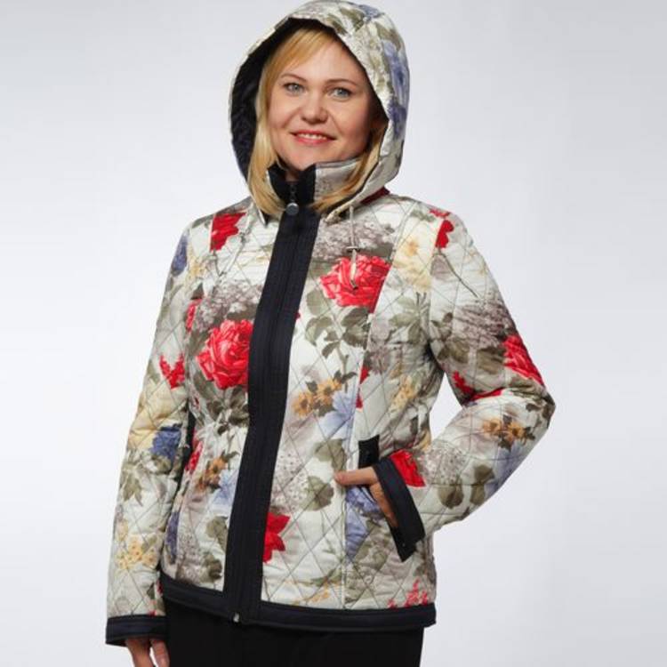 Куртка с цветочным принтом на молнии шир.  750, рис. 1