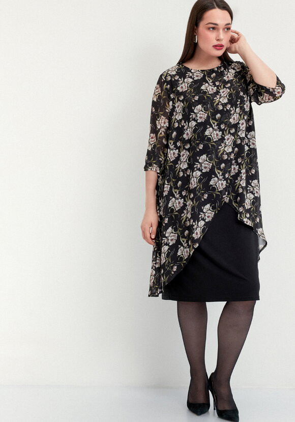 Платье в цветочный принт с шифоном шир.  580, рис. 6