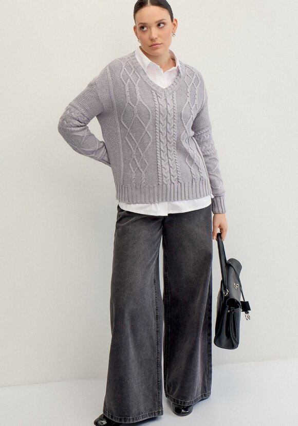 Джемпер женский с рисунком косы и араны шир.  580, рис. 2