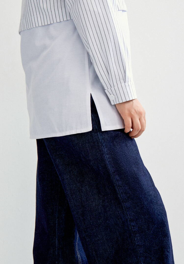 Рубашка с отрезной кокеткой в полоску шир.  750, рис. 12