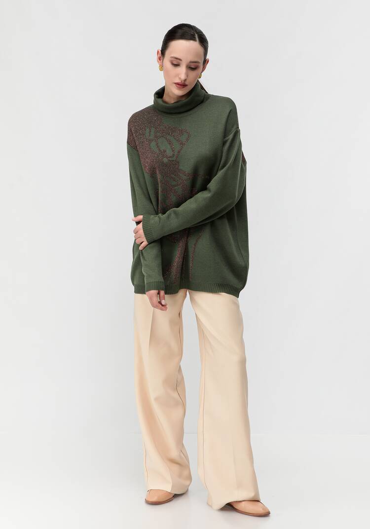 Туника женская с абстракцией и высоким горлом шир.  750, рис. 37