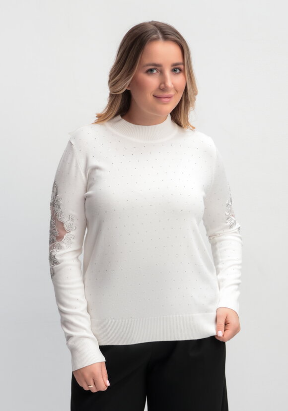 Джемпер со стразами и декоративной вставкой шир.  580, рис. 4