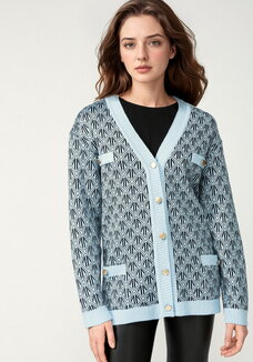 Кардиган удлиненный с графичным орнаментом