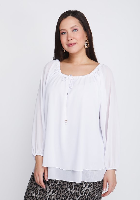 Блуза из шифона с воротом на кулиске шир.  580, рис. 12