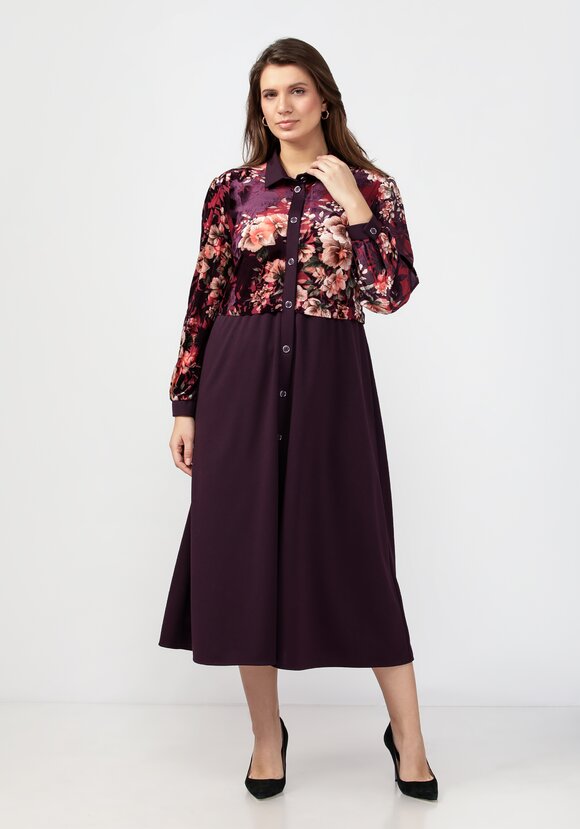 Платье из комбинированной ткани Джесс шир.  580, рис. 1