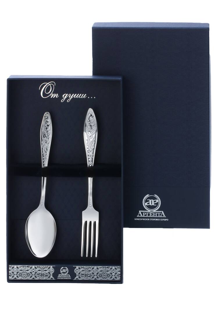 Серебряный десертный набор  Морозко шир.  750, рис. 1