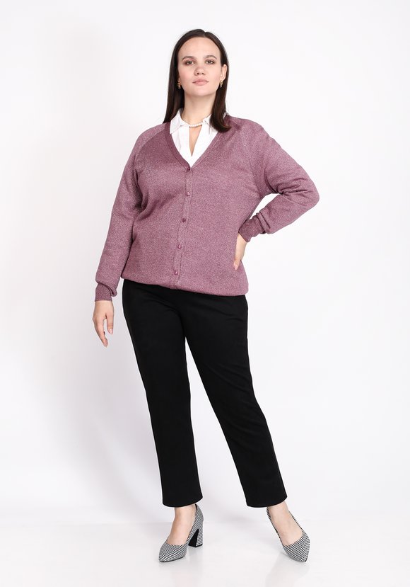 Кардиган вязаный с метанитью шир.  580, рис. 1