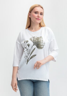 Блуза с принтом цветка и рукавом 3/4