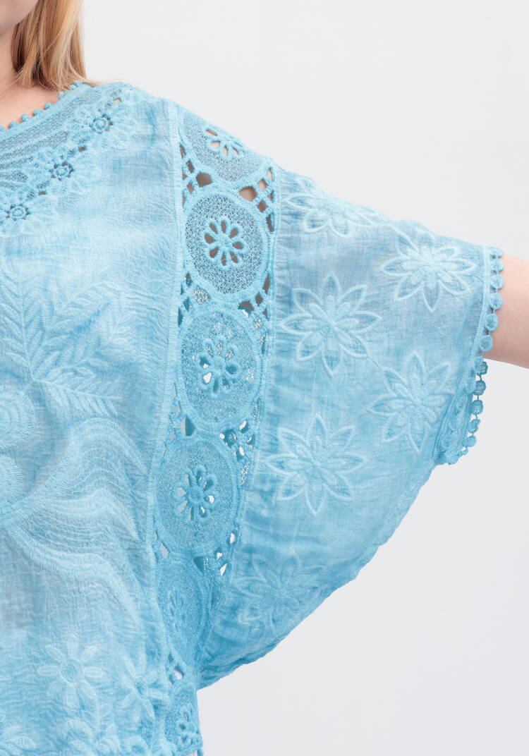 Блуза свободная с кружевным шитьем шир.  750, рис. 17