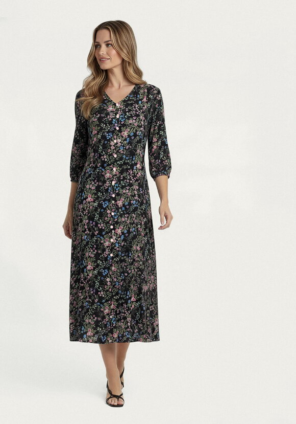 Платье с цветочным принтом на пуговицах шир.  580, рис. 1