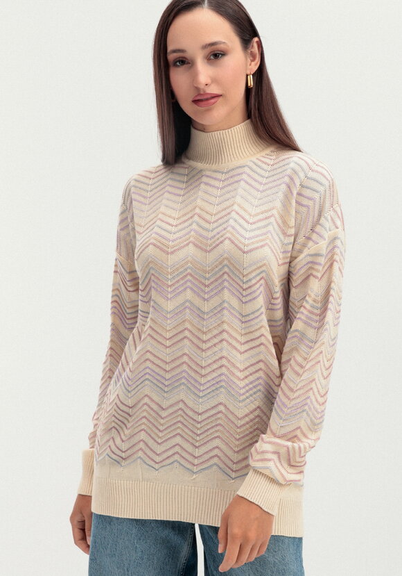 Свитер с высоким горлом и принтом зигзаг шир.  580, рис. 18