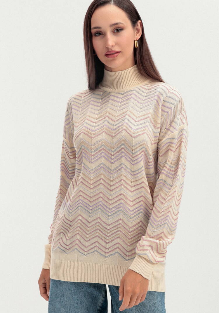 Свитер с высоким горлом и принтом зигзаг шир.  750, рис. 18