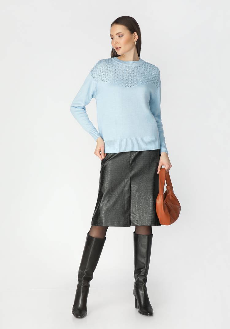 Джемпер женский с ажурной кокеткой шир.  750, рис. 11