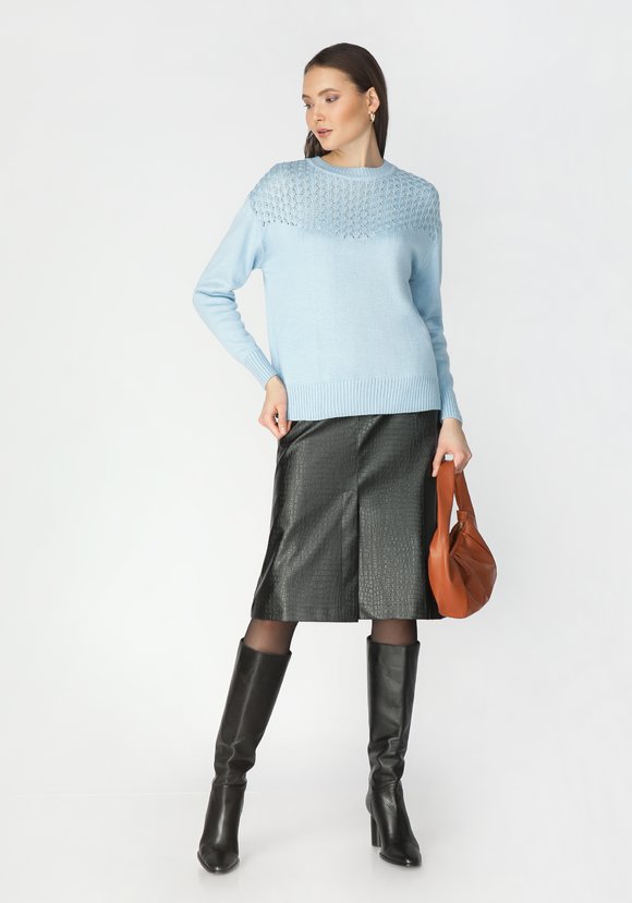 Джемпер женский с ажурной кокеткой шир.  580, рис. 11