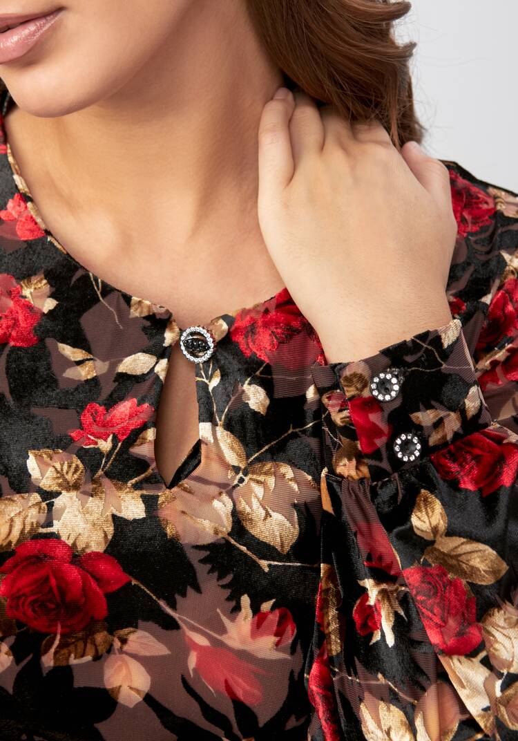 Блуза с бархатным принтом шир.  750, рис. 6