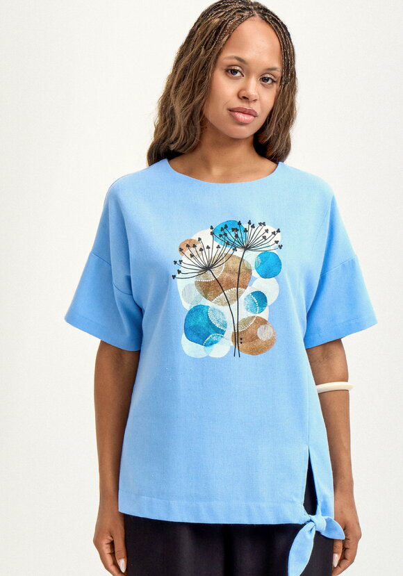 Блуза с принтом изо льна шир.  580, рис. 4