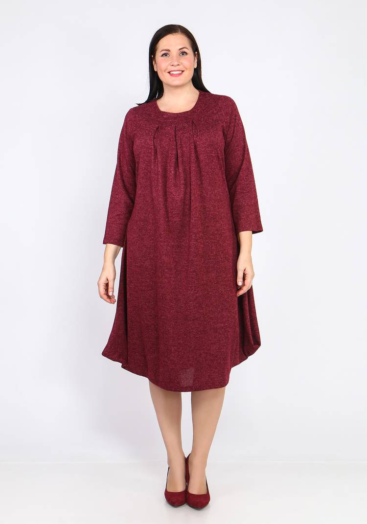 Платье-миди однотонное с длинным рукавом шир.  750, рис. 5