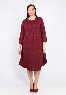 Платье-миди однотонное с длинным рукавом