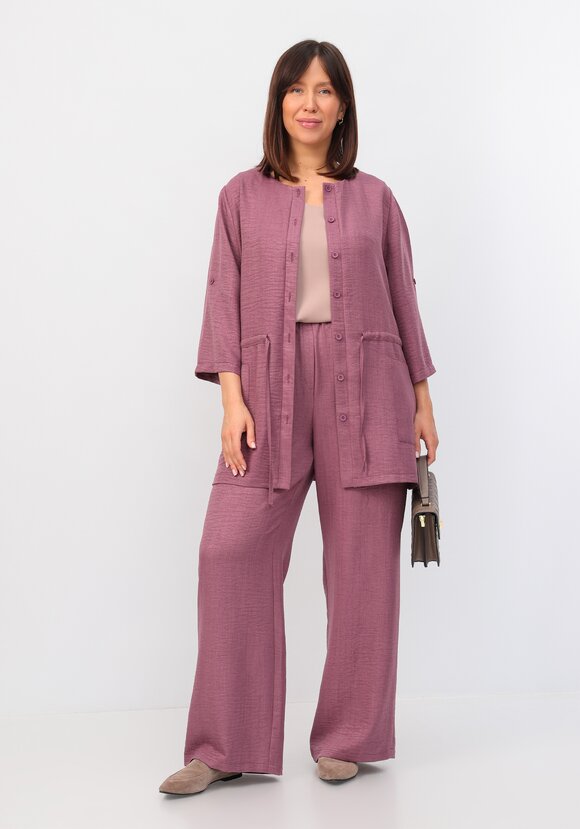 Кардиган на пуговицах с кулиской по талии шир.  580, рис. 21