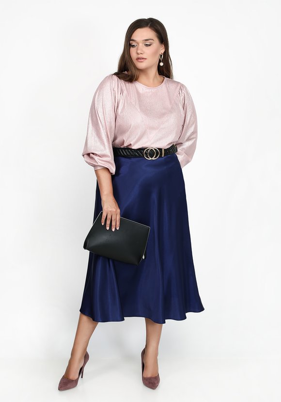 Блуза однотонная необычного кроя шир.  580, рис. 7