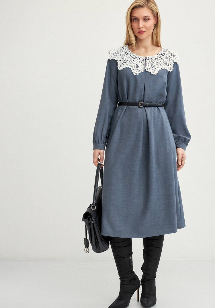 Платье свободного кроя с кружевным воротником шир.  750, рис. 10