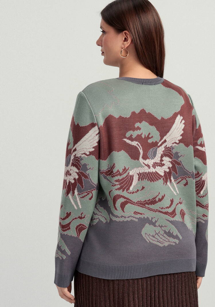 Джемпер с рисунком Журавль шир.  750, рис. 18