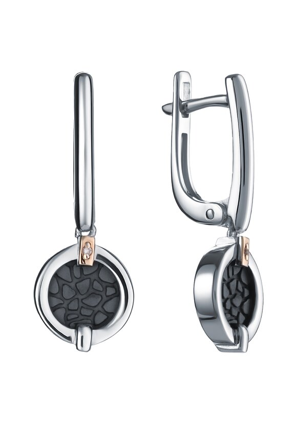 Серьги серебряные с бриллиантом Венера шир.  580, рис. 3