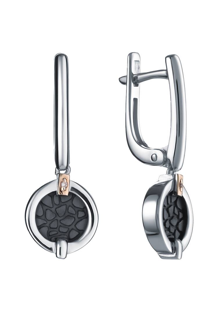 Серьги серебряные с бриллиантом Венера шир.  750, рис. 3