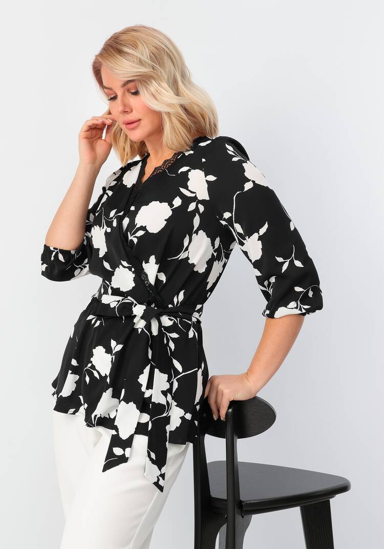 Блуза на запах с кружевом шир.  750, рис. 21