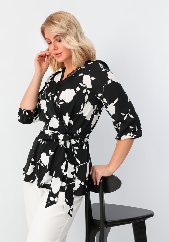 Блуза на запах с кружевом шир.  580, рис. 21