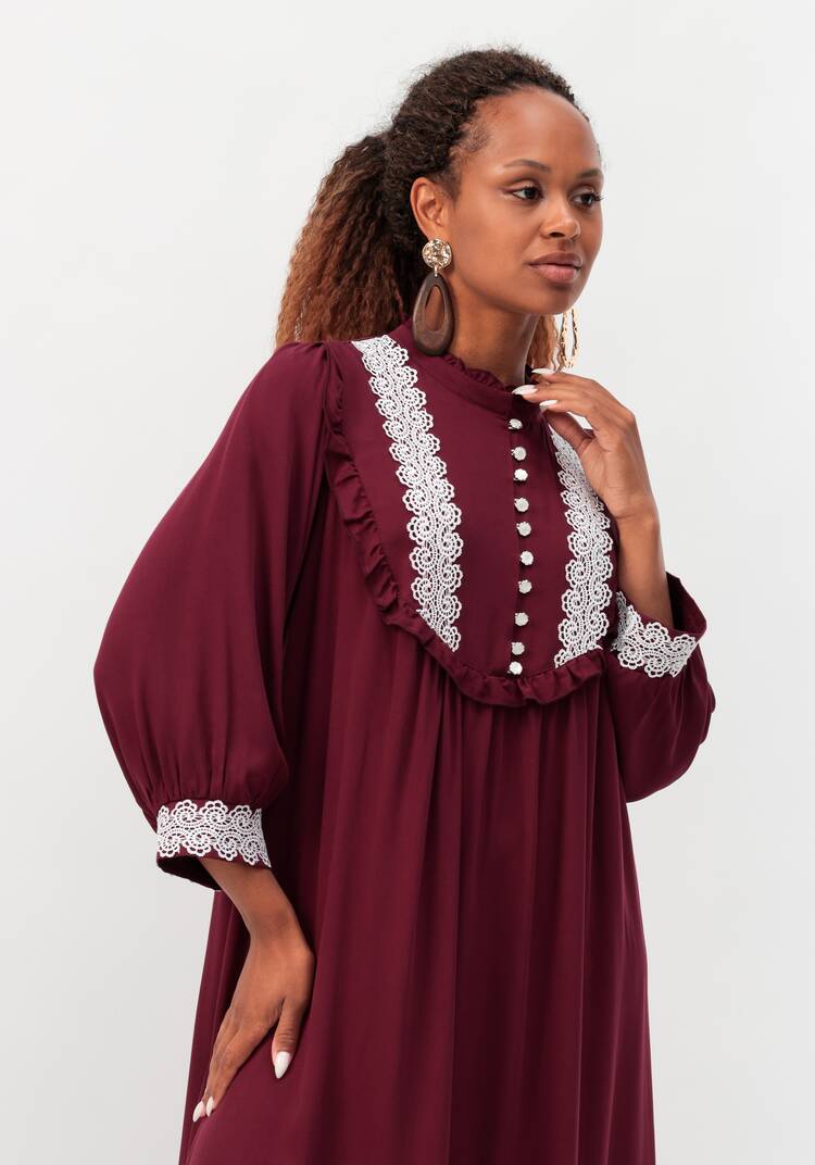 Платье с воротником-стойкой и кружевом шир.  750, рис. 10