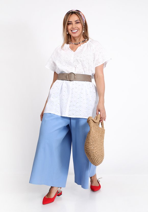 Блуза из шитья с коротким рукавом шир.  580, рис. 7