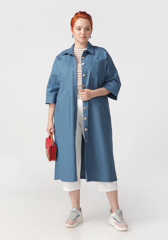 Платье-рубашка из джинсовой ткани с поясом шир.  580, рис. 6