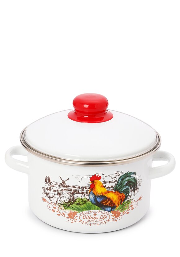 Эмалированная кастрюля с крышкой Петушок шир.  580, рис. 1