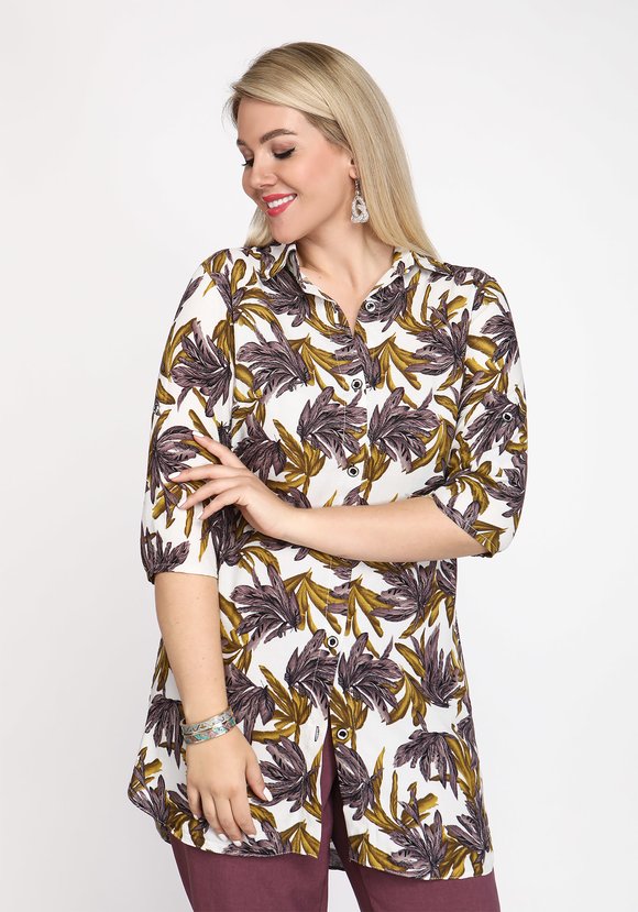 Туника-рубашка Тропическое путешествие шир.  580, рис. 5