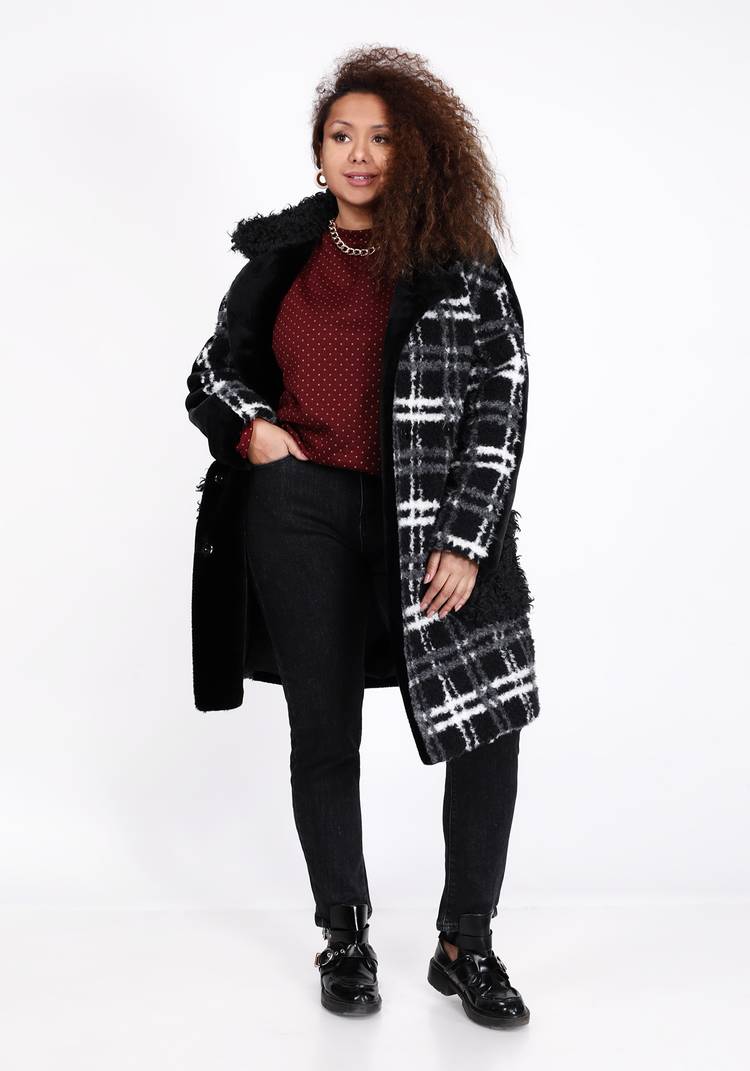 Пальто в клетку из шерсти шир.  750, рис. 3