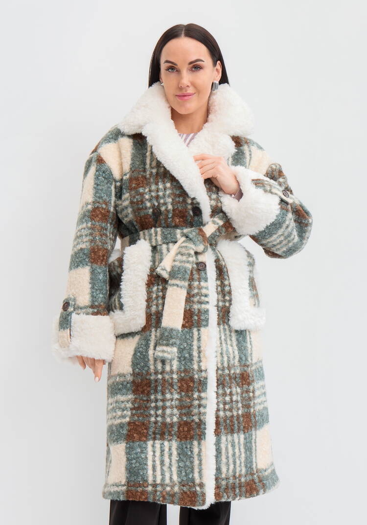 Пальто-эко в клетку шир.  750, рис. 9