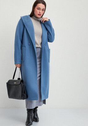 Пальто удлиненное на запах с разрезами