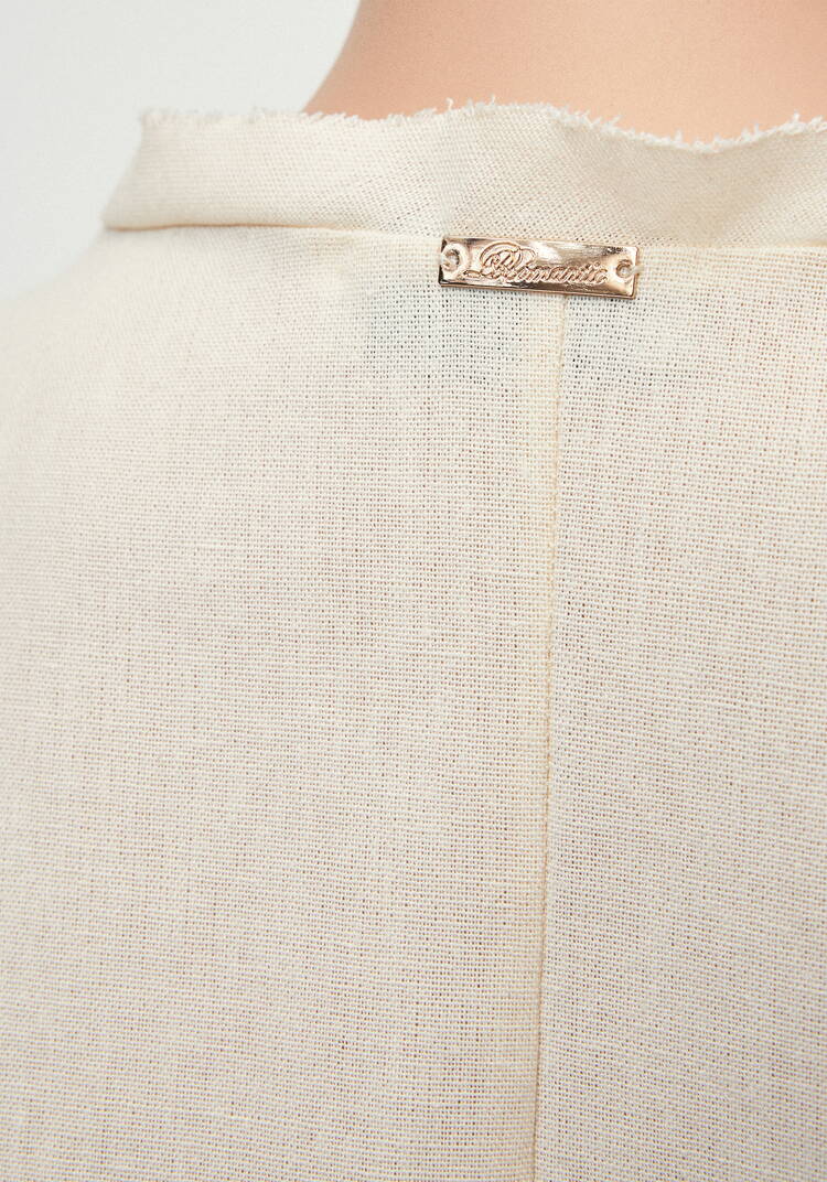 Топ изо льна с коротким рукавом и бахромой шир.  750, рис. 7