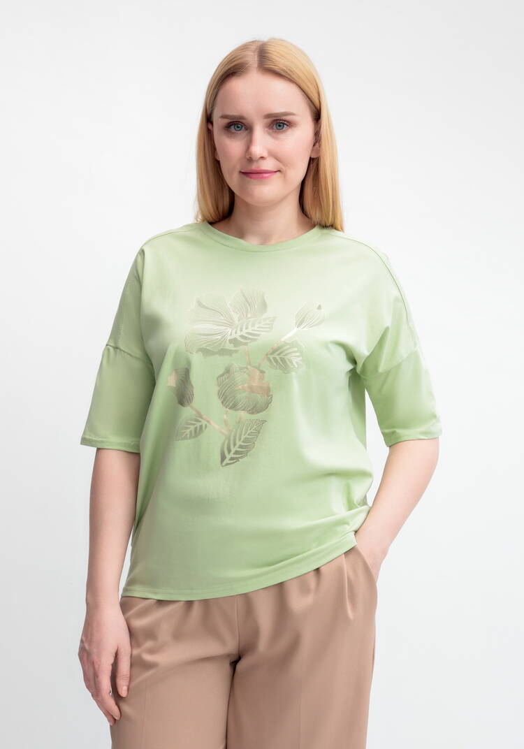 Футболка с принтом Золотой цветок шир.  750, рис. 14