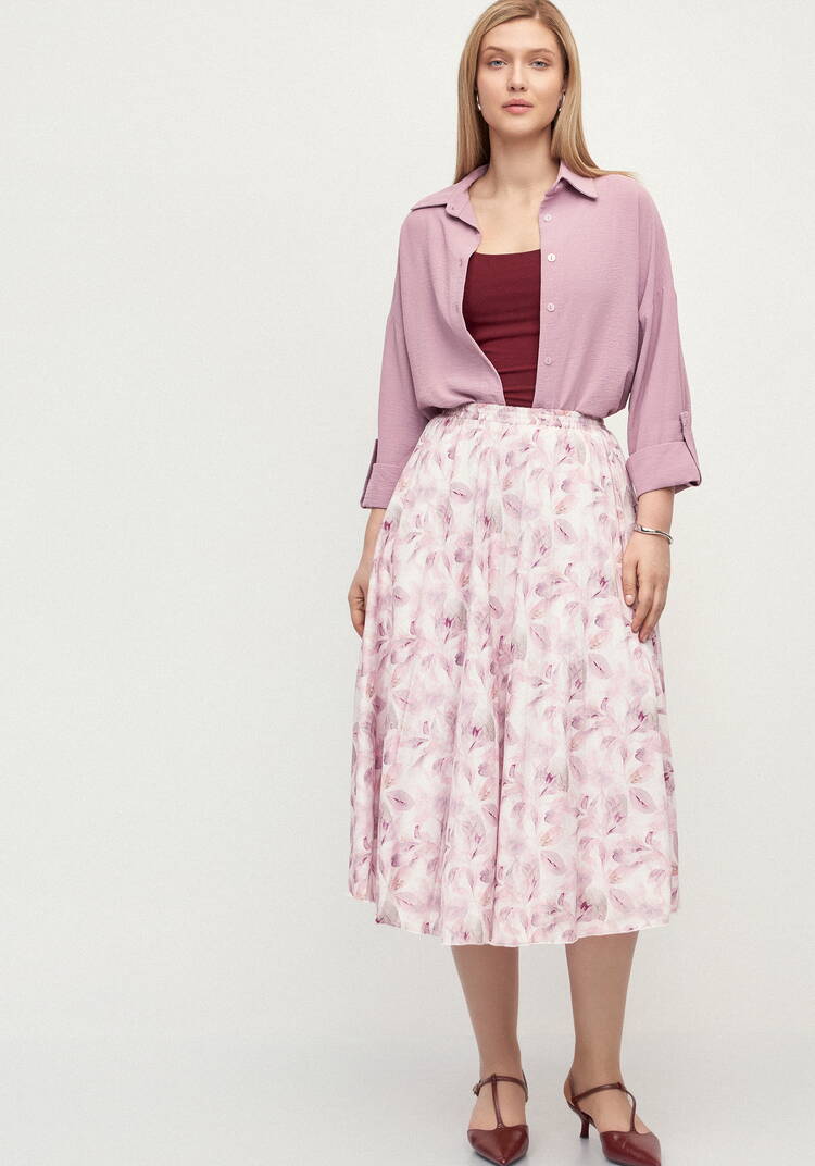 Плессированная юбка с цветочным принтом шир.  750, рис. 9