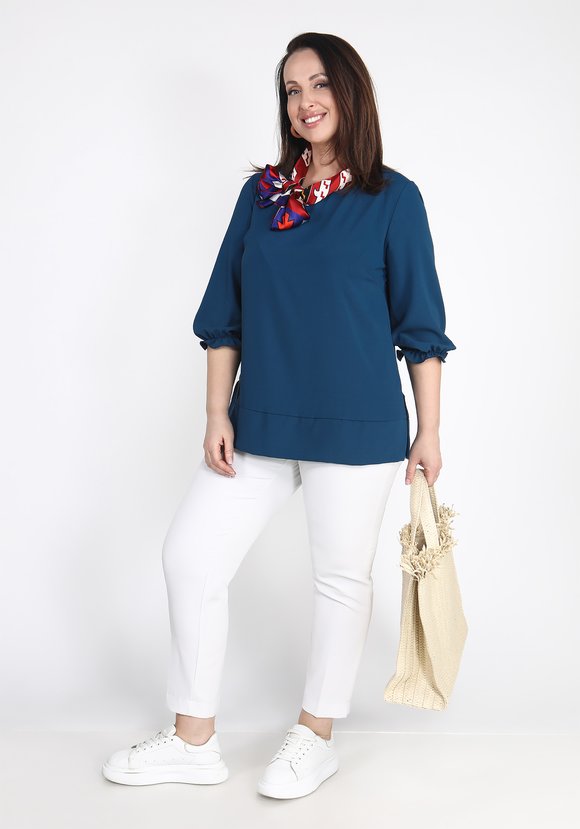 Блуза однотонная с рукавом на резинке шир.  580, рис. 7