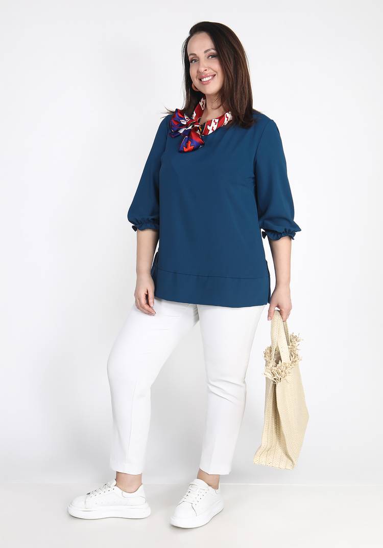 Блуза однотонная с рукавом на резинке шир.  750, рис. 7