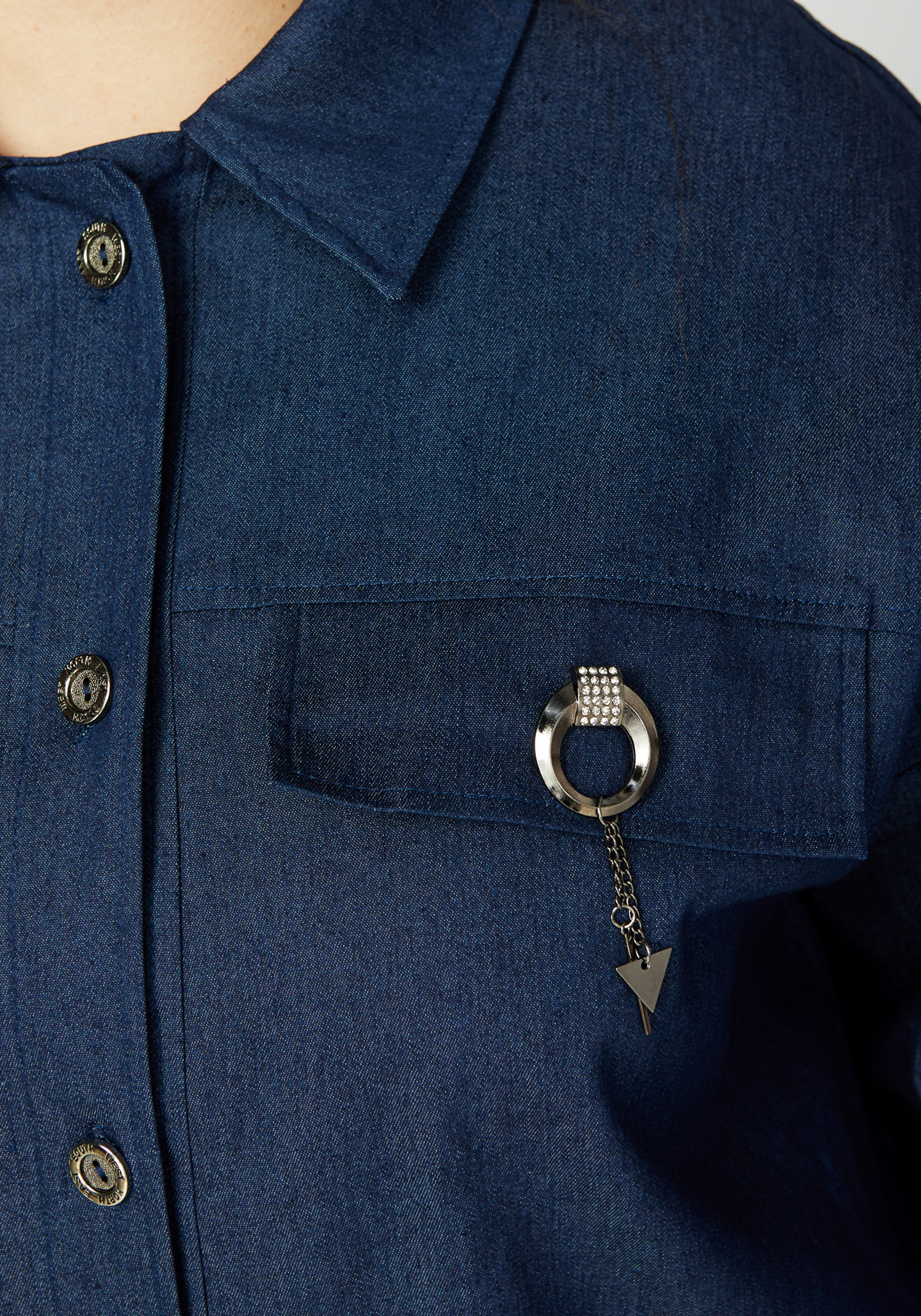 Жакет джинсовый с отложным воротником Manhattan, размер 48, цвет синий - фото 5