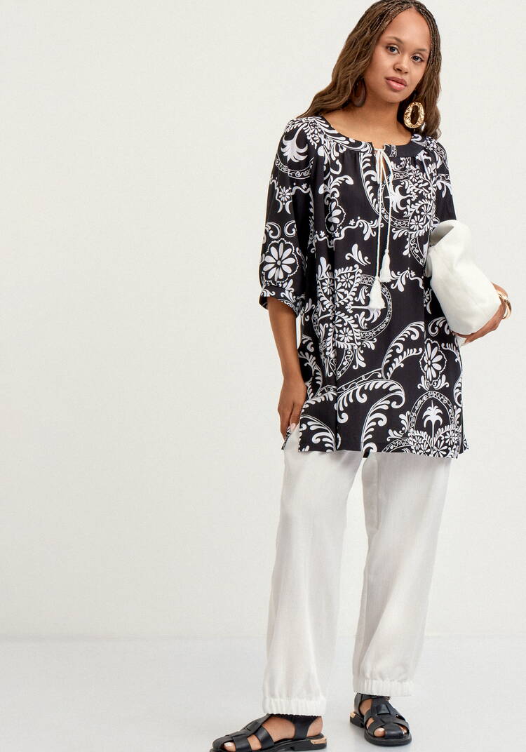 Туника с принтом свободного кроя шир.  750, рис. 8