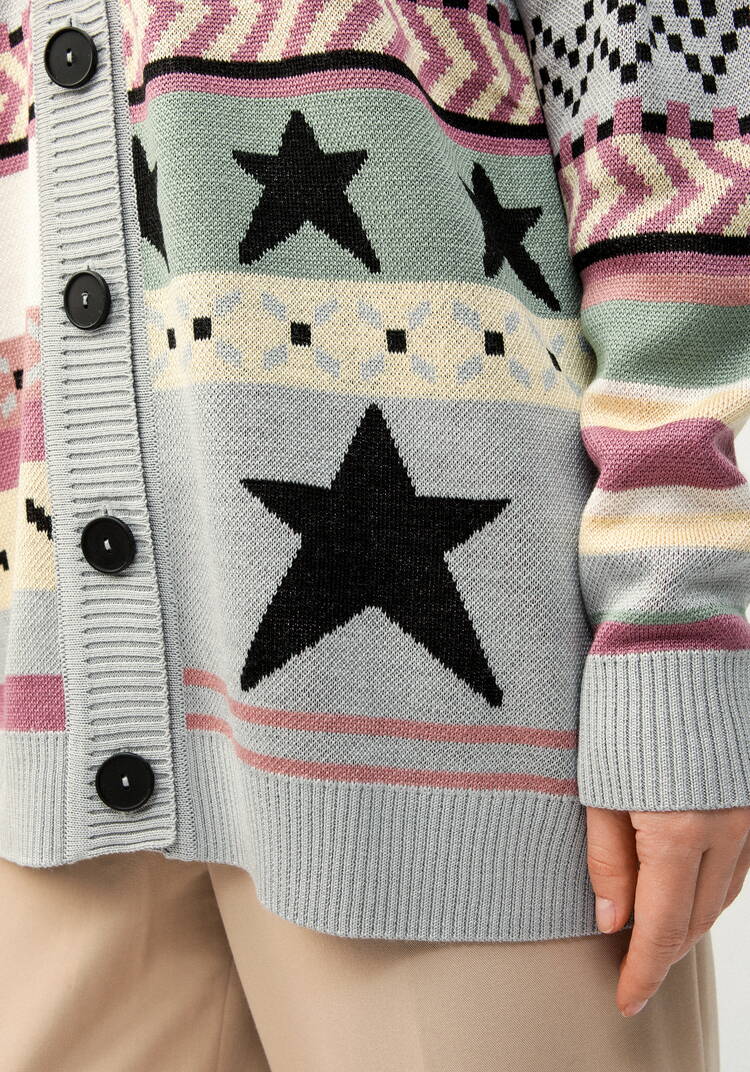 Кардиган удлиненный с ярким рисунком шир.  750, рис. 13