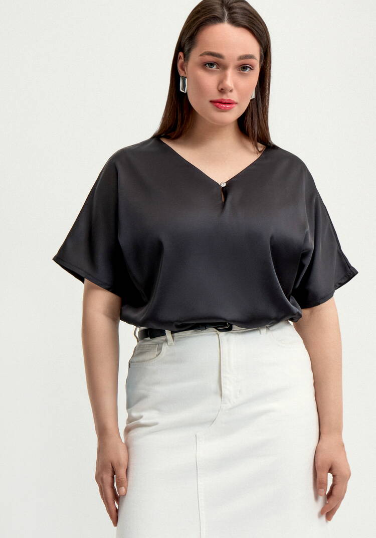 Блуза шелковая с V-образным вырезом шир.  750, рис. 18