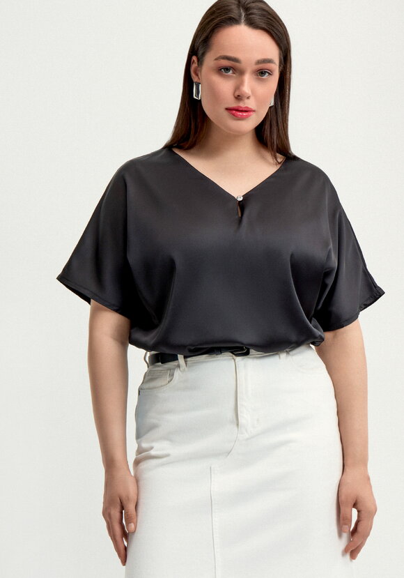 Блуза шелковая с V-образным вырезом шир.  580, рис. 18