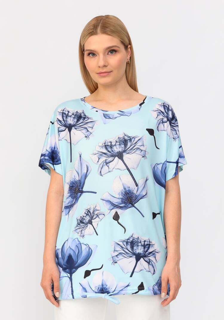 Блуза со стразами и цветочным принтом шир.  750, рис. 24